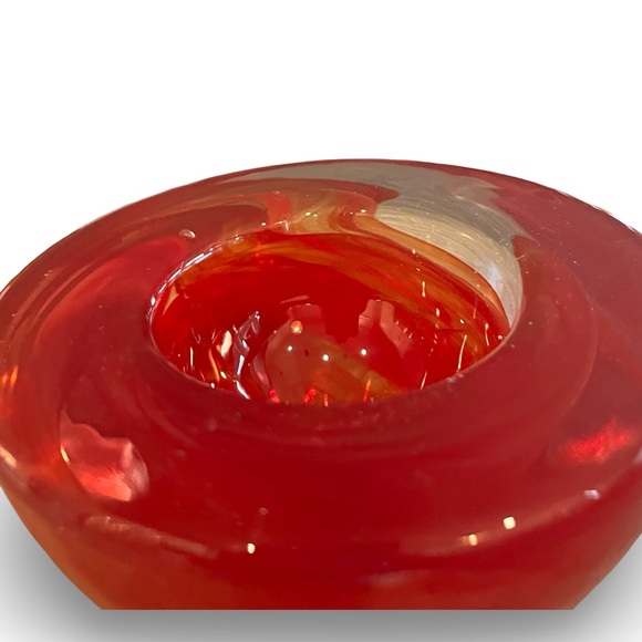 Kosta Boda Sweden Red Swirl Atoll Votive Candle Holder - Anna Ehrner - Picture 6 of 12